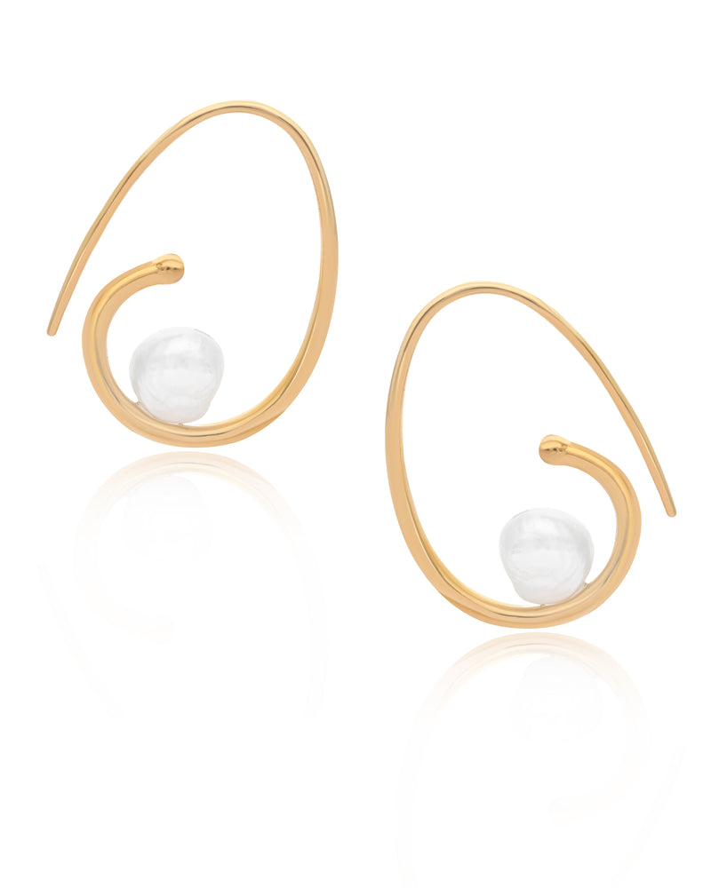 Pearl Vermeil Loop Hoops