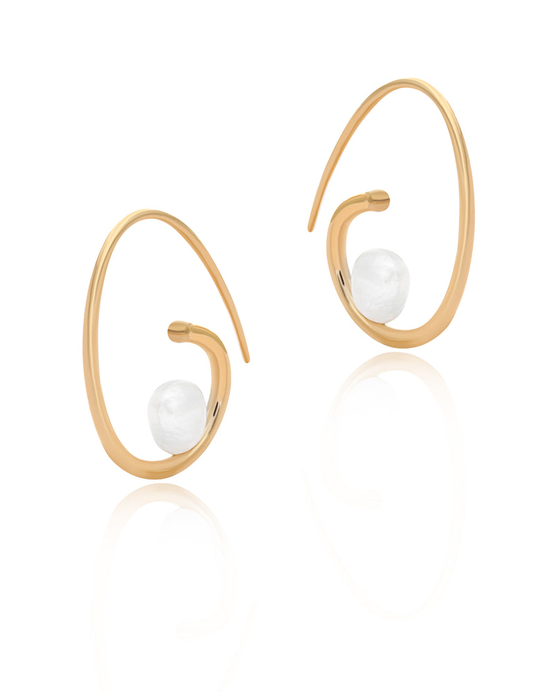 Pearl Vermeil Loop Hoops