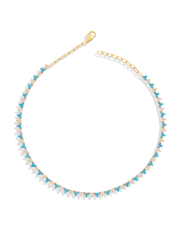 Summer Sparkle Trio-Tennis Necklace - Turquoise