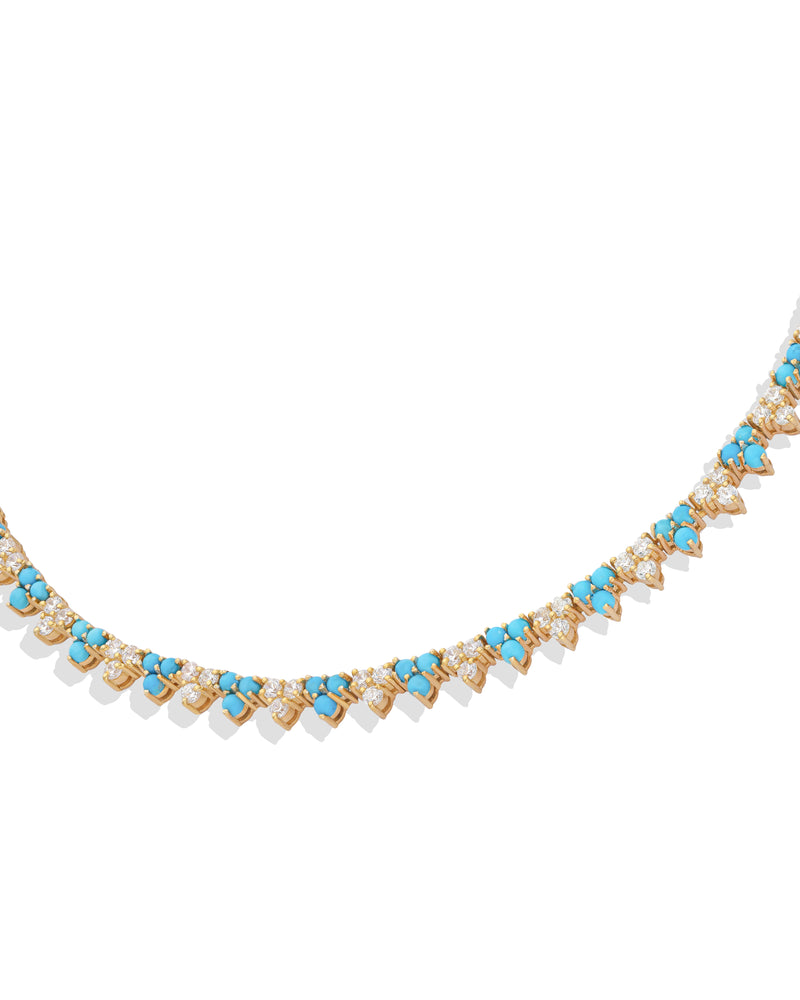 Summer Sparkle Trio-Tennis Necklace - Turquoise