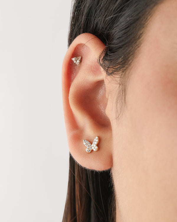 Butterfly Pave Diamond 14k Gold Studs