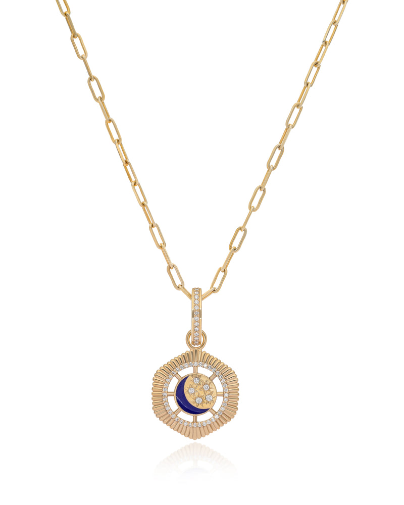 Moonlit 14k Gold Diamond Medallion