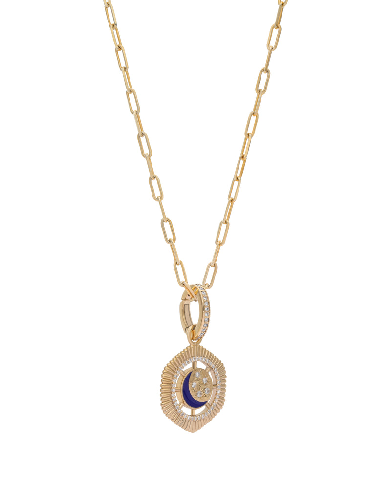 Moonlit 14k Gold Diamond Medallion