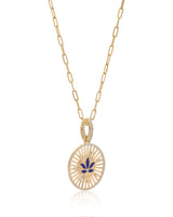 Lotus 14k Gold Diamond Medallion