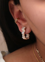 Ethereal Cascade Diamond 14k Gold Statement Hoops