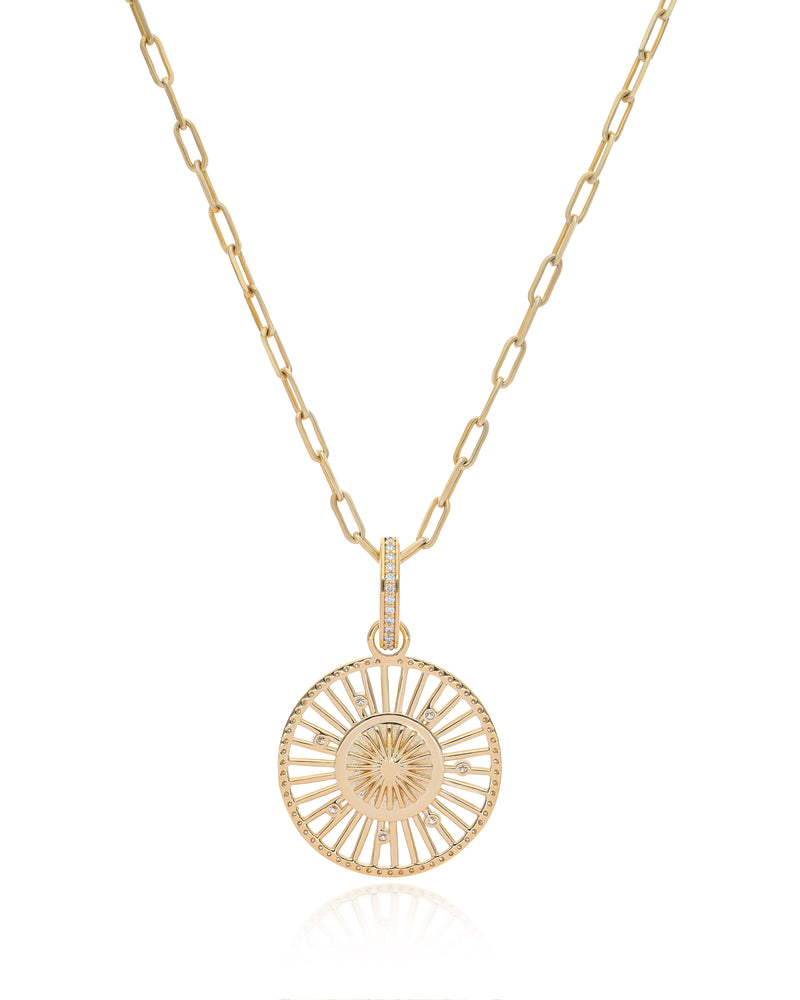 Lotus 14k Gold Diamond Medallion