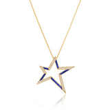 Astra Blue Enamel 14k Gold Pendant Necklace