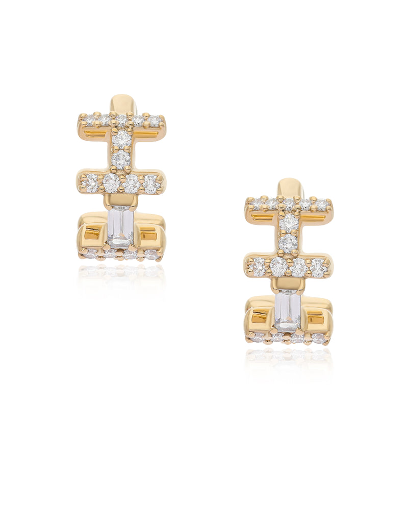 Ethereal Saga 14k Gold Diamond Huggies