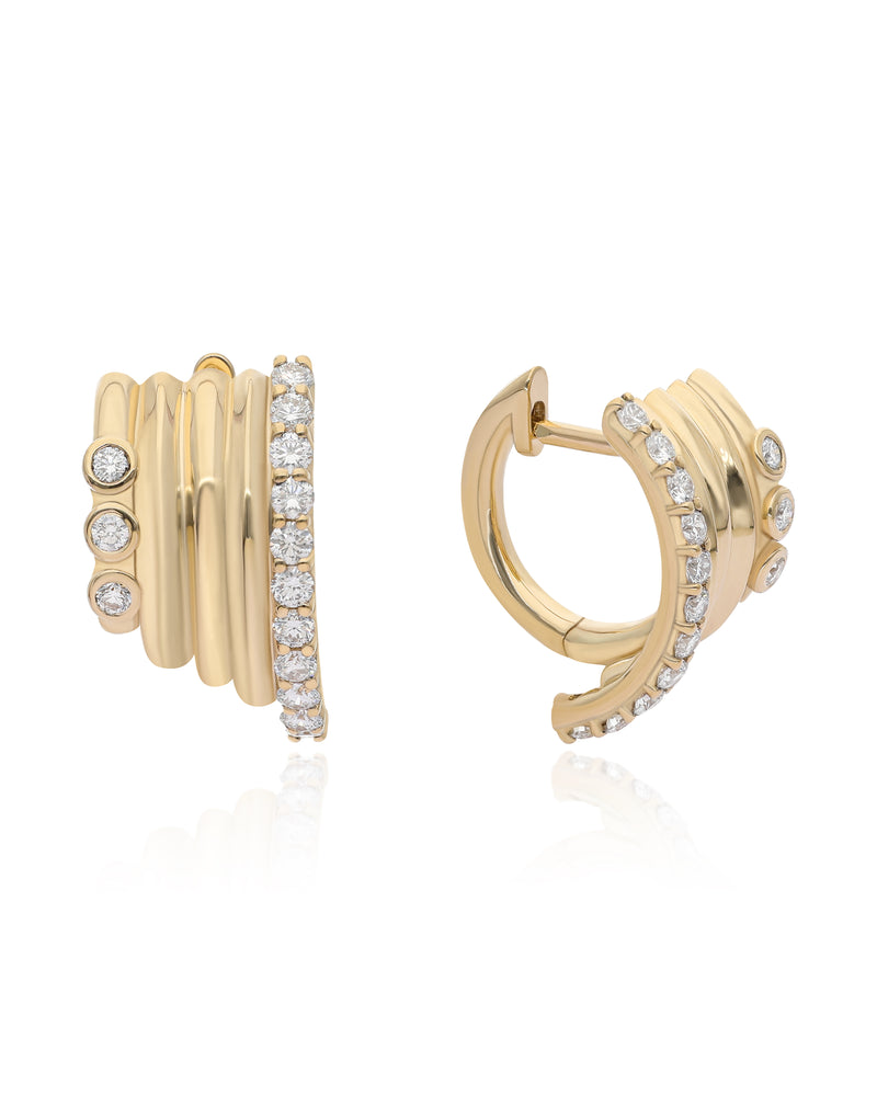 Ethereal Venetian 14k Gold Diamond Huggies