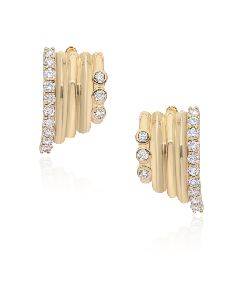 Ethereal Venetian 14k Gold Diamond Huggies