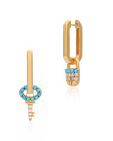 Timeless Sparkle Charm Vermeil Hoops - Turquoise