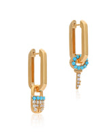 Timeless Sparkle Charm Vermeil Hoops - Turquoise