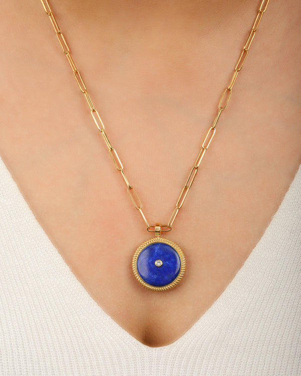 Lapis Medallion Vermeil Necklace