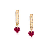 Rangoli Ruby Drop 14k Gold Hoops