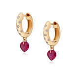 Rangoli Ruby Drop 14k Gold Hoops