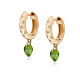 Rangoli Green Tourmaline Drop 14k Hoops