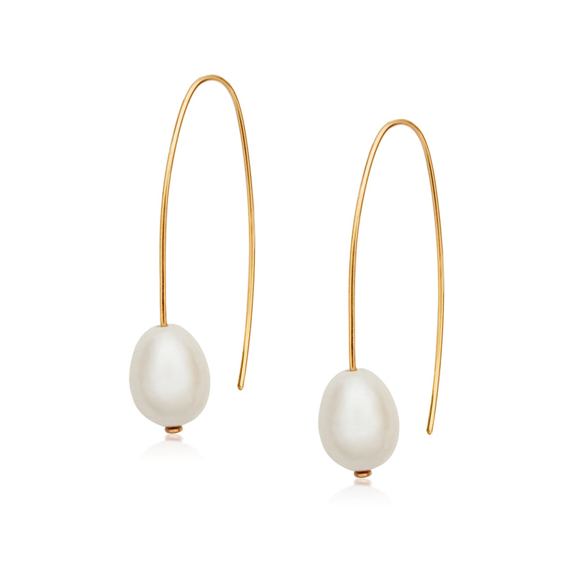 Pearl Drop Vermeil Hoops