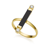 Anse 14k Gold Onyx Ring with Diamonds