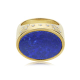 Ayla Vermeil Signet Ring - Lapis and White Sapphires