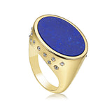 Ayla Vermeil Signet Ring - Lapis and White Sapphires