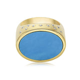 Ayla Vermeil Signet Ring - Turquoise and White Sapphires