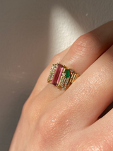 Ethereal Tourmaline Baguette 14k Gold Statement Ring