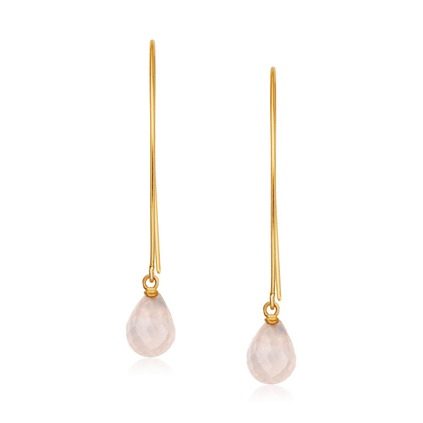 Jewel Drop Vermeil Hoops - Rose Quartz