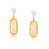 Keshi Pearl Link Vermeil Earrings