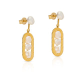 Keshi Pearl Link Vermeil Earrings