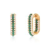 Timeless Sparkle U-shaped Malachite Vermeil Hoops