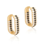 Timeless Sparkle U-shaped Vermeil Hoops - Black Spinel