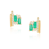 Ethereal Emerald & Diamond 14k Gold Studs