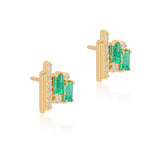 Ethereal Emerald & Diamond 14k Gold Studs