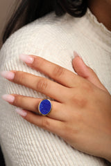 Ayla Vermeil Signet Ring - Lapis and White Sapphires