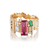 Ethereal Tourmaline Baguette 14k Gold Statement Ring